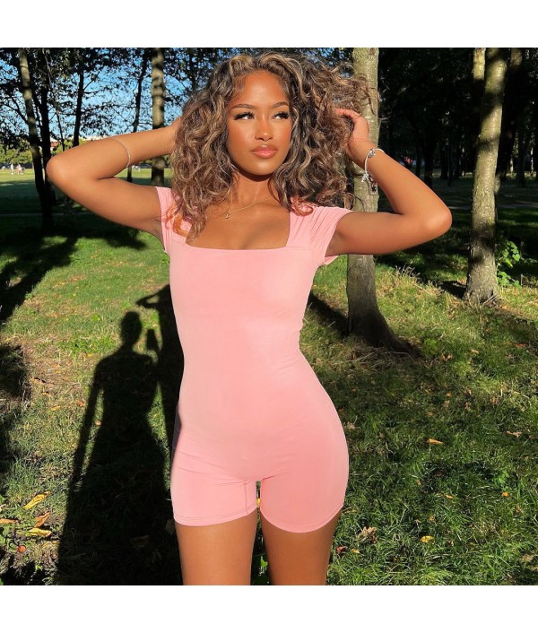 Women Fashion Solid Color Skinny Rompers