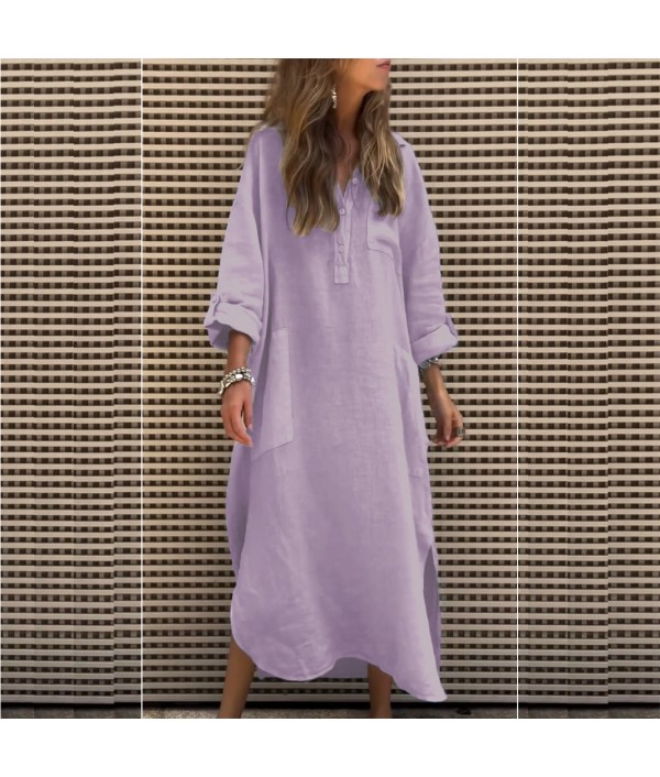 Women Casual Solid Color Loose Pocket Ma...
