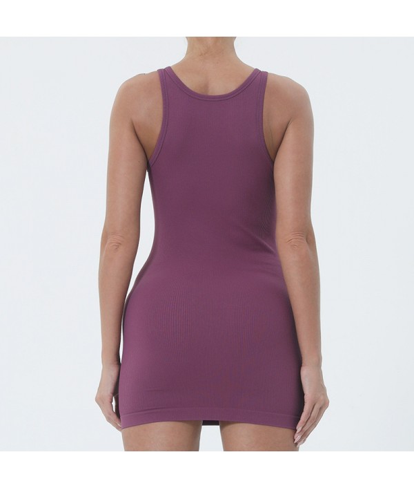 Summer Women Fashion Casual Solid Color Tight Sleeveless Mini Dress